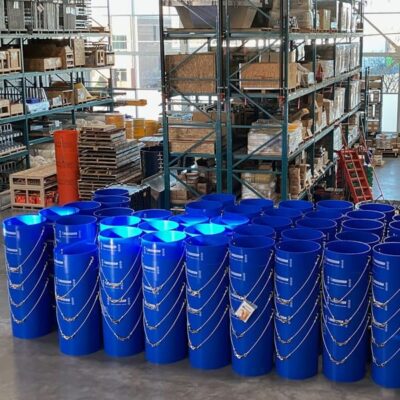 Blue Superchute top hoppers ready to ship.